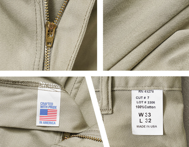 MADE IN USA デッドストック コットンサテン ツータック