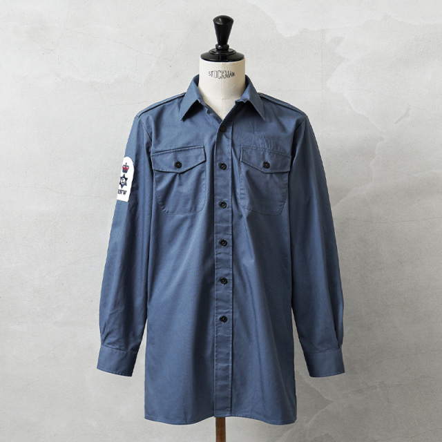 実物 USED イギリス軍 ROYAL NAVY FR ワーキング ドレスシャツ BLUE【キャンペーン対象外】【I】