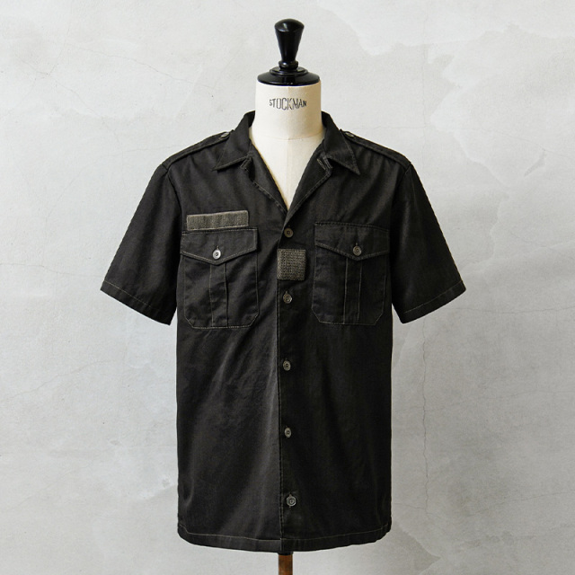 実物 USED フランス軍 HBT チャドシャツ SOLID TYPE CCEカモ BLACK染め ソリッドカラー / 半袖【キャンペーン対象外】【I】