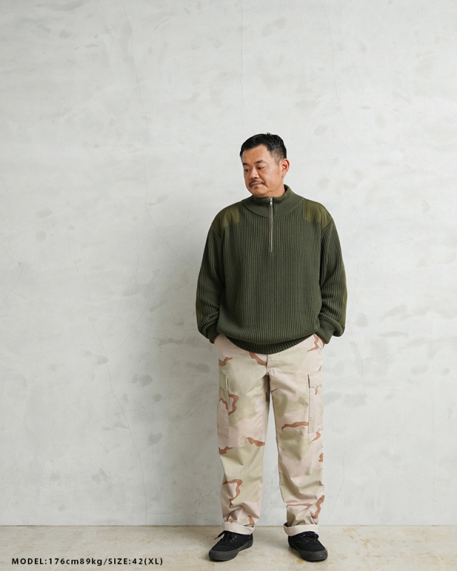 米軍 U.S.M.C コットンニット コマンドハーフジップセーター