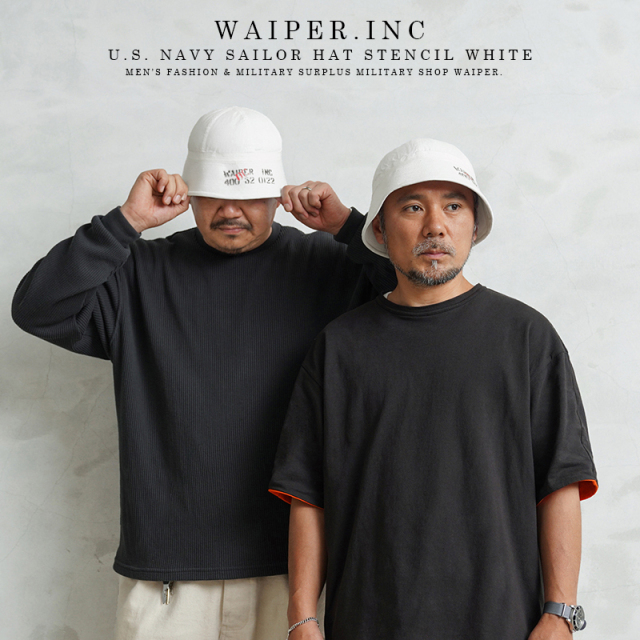 【即日出荷対応】WAIPER.inc 米軍 U.S.NAVY セーラーハット STENCIL WHITE【WP1116】【キャンペーン対象外】【T】