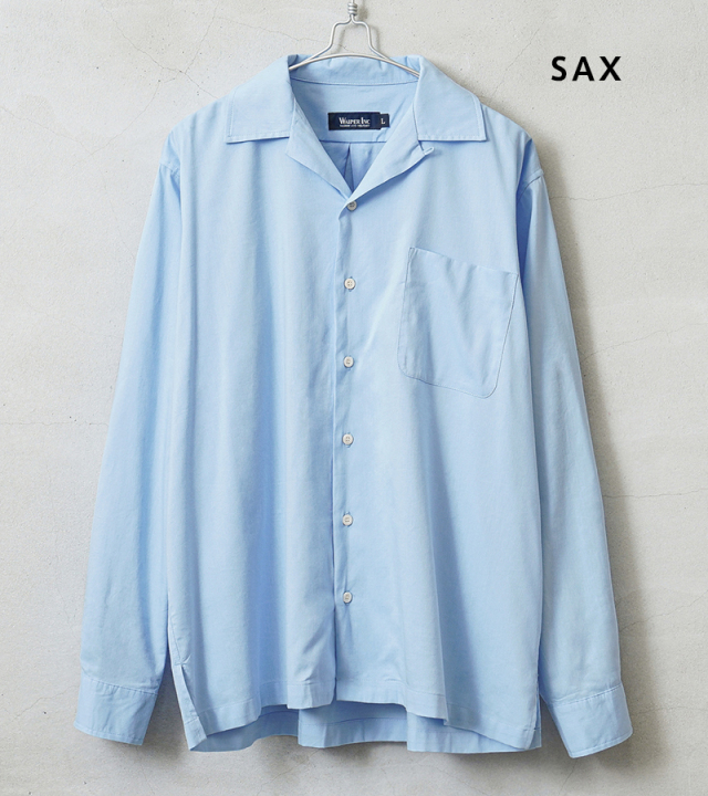 WAIPER.inc コットンレーヨン オープンカラー L/Sシャツ ソリッド