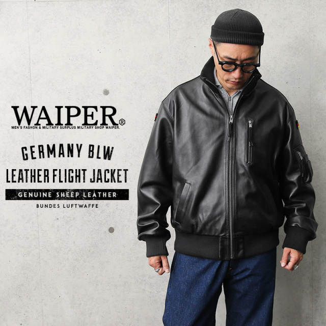 WAIPER.inc ドイツ軍 BLW（ドイツ連邦空軍）レザー フライトジャケット BLACK【WP59】【T】【キャンペーン対象外】ミリタリー