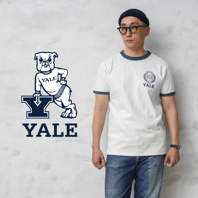 ★カートで割引対象品★【即日出荷対応】YALE University イェール ユニバーシティー YALE-078 オフィシャルライセンス カレッジロゴ テイル リンガーTシャツ【Sx】【T】