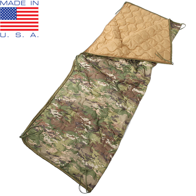 ★カートで割引対象品★新品 MADE IN USA 米軍MIL-SPEC ZIPPER付き ポンチョライナー MultiCamo【T】