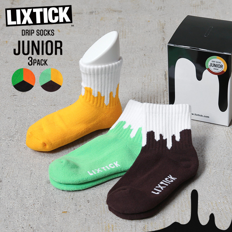LIXTICK リックスティック DRIP SOCKS 3PACK REVERSE ドリップ ソックス リバース JUNIOR（子供用）【キャンペーン対象外】【T】
