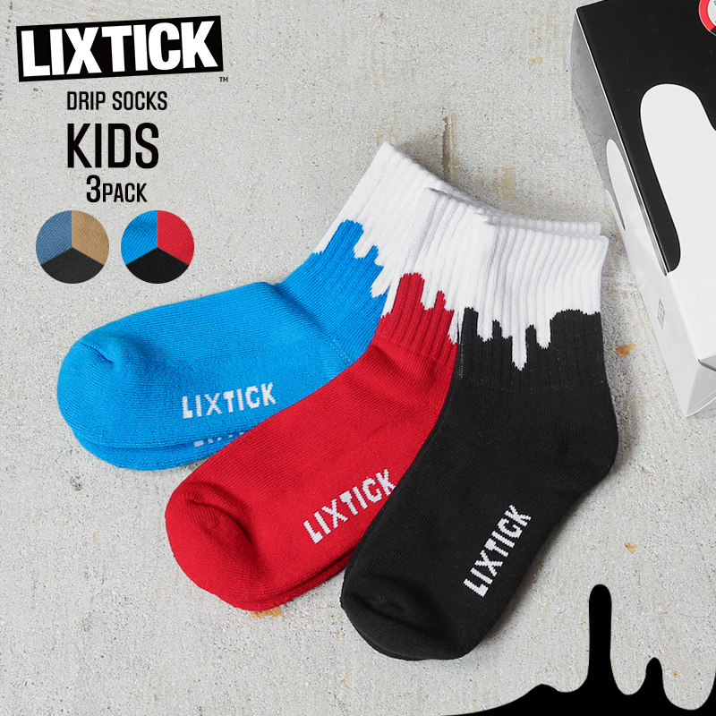 LIXTICK リックスティック DRIP SOCKS 3PACK ドリップ ソックス リバース KIDS（子供用）【キャンペーン対象外】【T】