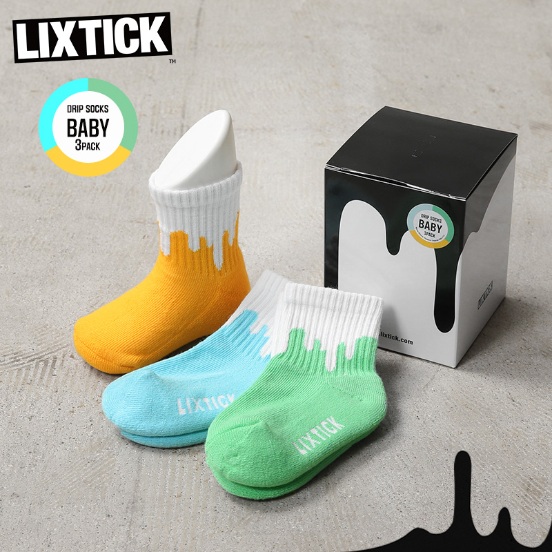 【即日出荷対応】LIXTICK リックスティック DRIP SOCKS 3PACK REVERSE ドリップ ソックス リバース BABY（子供用）【キャンペーン対象外】【T】