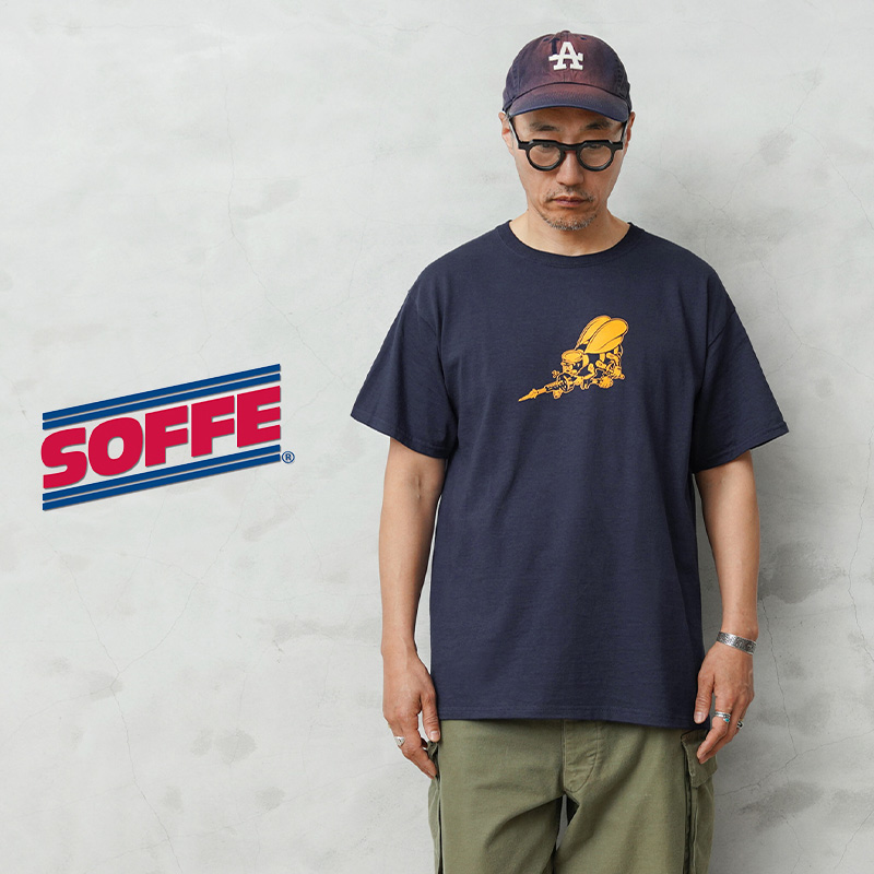 デッドストック SOFFE ソフィー M305NS1 U.S.NAVY SEABEES “FIGHTING BEE” Tシャツ ネイビー【キャンペーン対象外】【I】