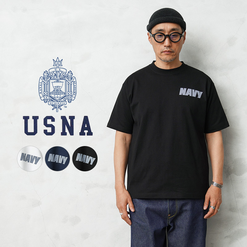 【即日出荷対応】USNA（アメリカ海軍兵学校）オフィシャルライセンス HEAVYWEIGHT S/S クルーネックTシャツ NAVY-030【T】