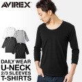 ポイント10倍☆AVIREX アビレックス デイリーウエア 8分袖 UネックTシャツ 6143509【7834934028】【キャンペーン対象外】【T】