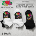★カートで割引対象品★【即日出荷対応】FRUIT OF THE LOOM 12931800 アメリカン コットン ベーシック アンクル ソックス 3足セット【T】