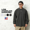 【即日出荷対応】LOS ANGELES APPAREL ロサンゼルスアパレル L-18417GD ガーメントダイ ロングスリーブ ポロシャツ MADE IN USA【T】