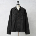 実物 USED オランダ軍 HBT（ヘリンボーンツイル）フィールド シャツ ジャケット 筒袖 BLACK染め【キャンペーン対象外】【I】ミリタリー