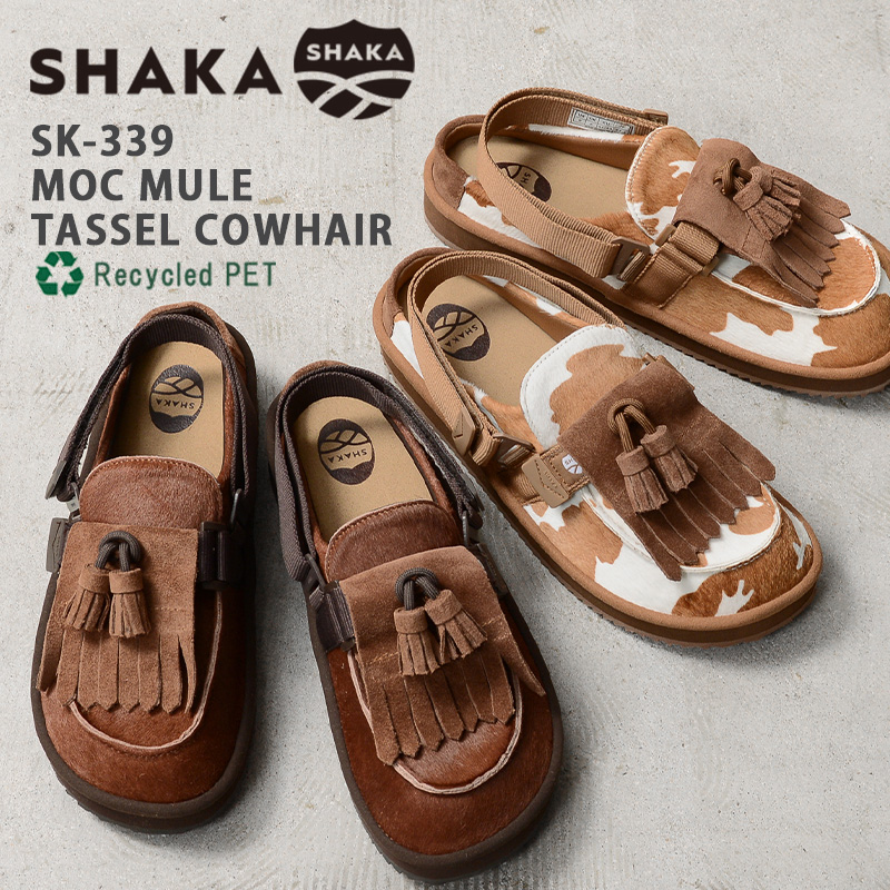 ★カートで割引対象品★【即日出荷対応】SHAKA シャカ SK-339 MOC MULE TASSEL COWHAIR モック ミュール タッセル カウヘアー サンダル【Sx】【T】