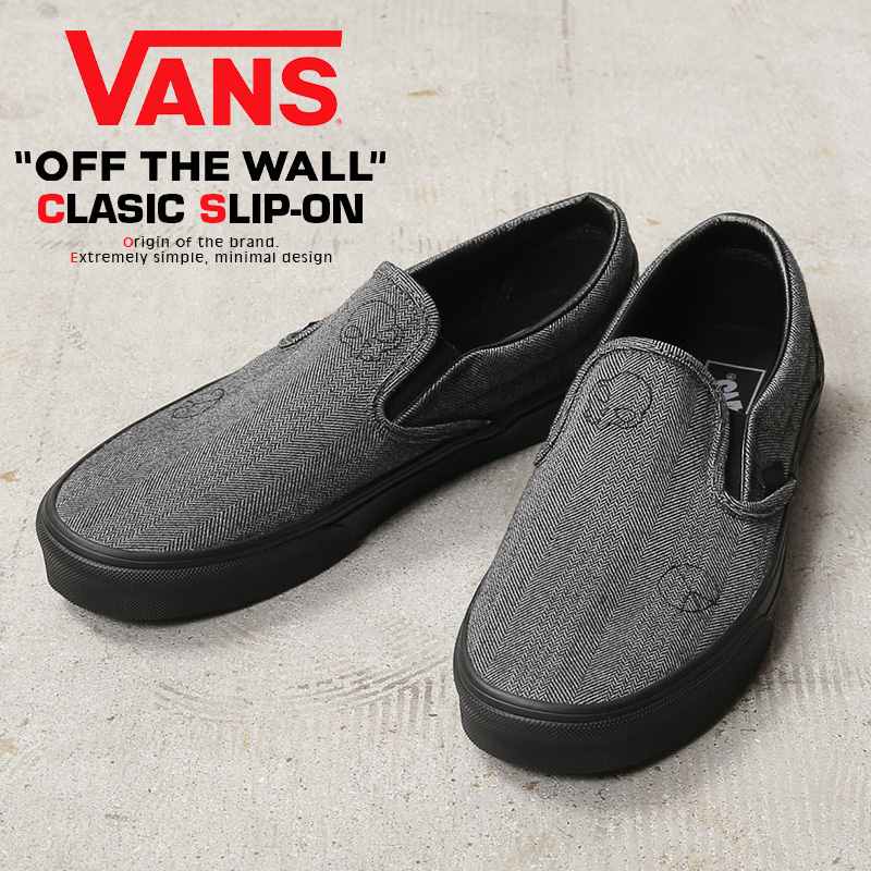 【即日出荷対応】VANS ヴァンズ VN000BVZ239 CLASSIC SLIP-ON スニーカー WOOL GRAY / BLACK USA企画【キャンペーン対象外】【T】