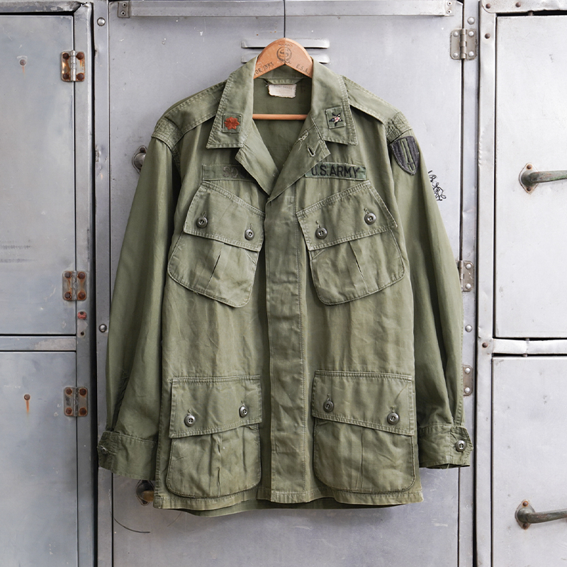1960s U.S.ARMY ジャングルファティーグ 1st ノンリップ デッドストック セットアップ SMALL-SHORT サイズ【T】【キャンペーン対象外】
