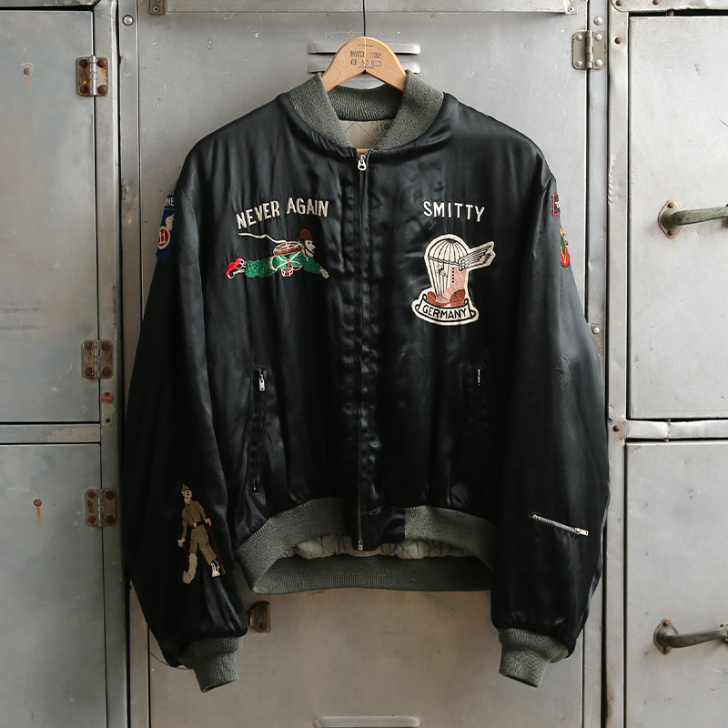 1958-60s U.S.ARMY 11th AIRBORNE Germany スーベニアサテンツアージャケット about XLサイズ【T】【キャンペーン対象外】