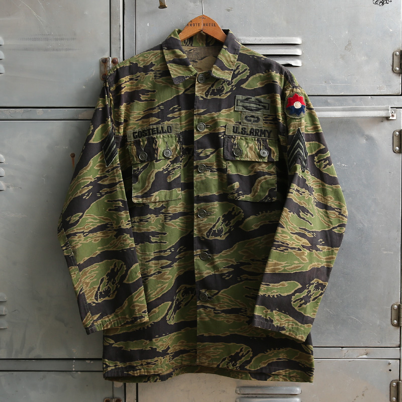 1960s Vietnam Tiger Stripe タイガーカモ コンバットシャツ U.S. ARMY Airborne COSTELLO サイズUS-M【T】【キャンペーン対象外】