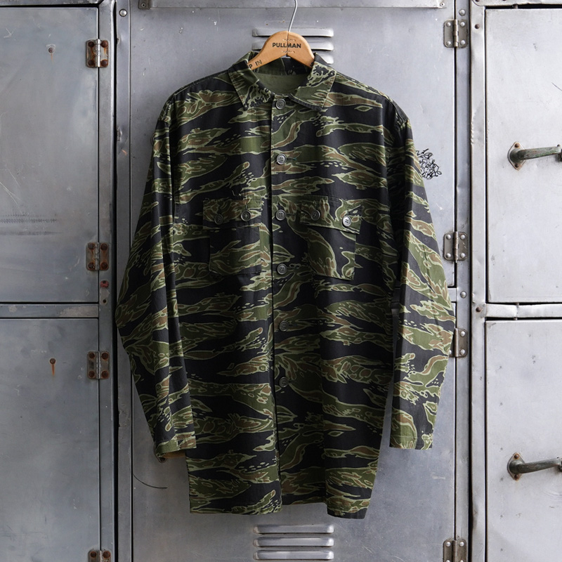 1960s Vietnam Tiger Stripe カモ コンバットシャツ Lサイズ【T】【キャンペーン対象外】