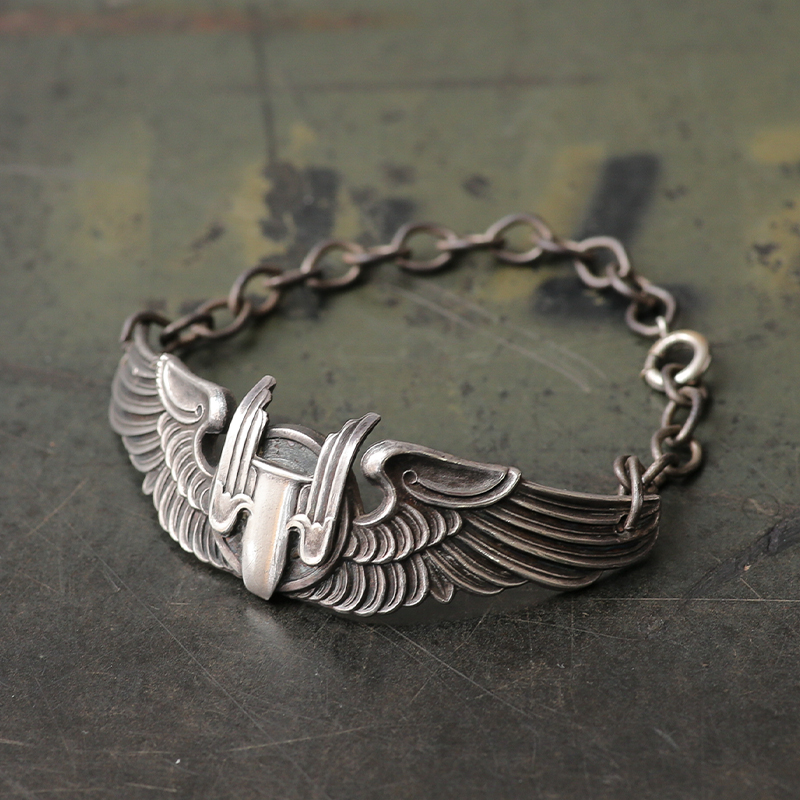 WWII 40s USAAF ウィング ブレスレット MOODY BROS L.A. CAL. STERLING 925 スウィートハートジュエリー 飛行章【T】【キャンペーン対象外】