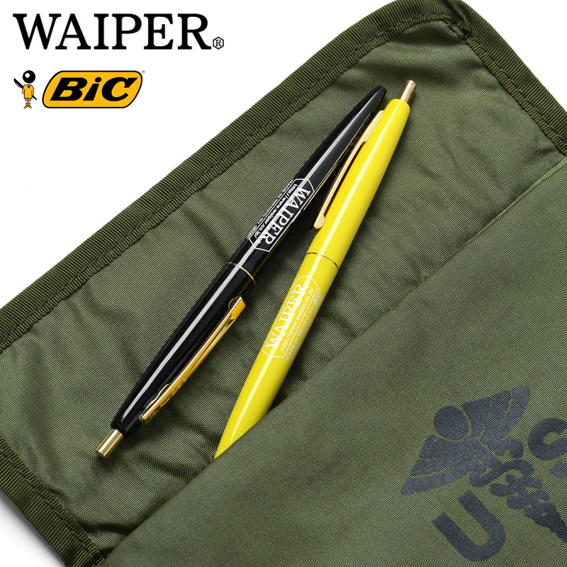 【ネコポス便対応】BIC×WAIPER.inc LOGO ボールペン 2pcs BLACK/YELLOW 【T】【キャンペーン対象外】ミリタリー