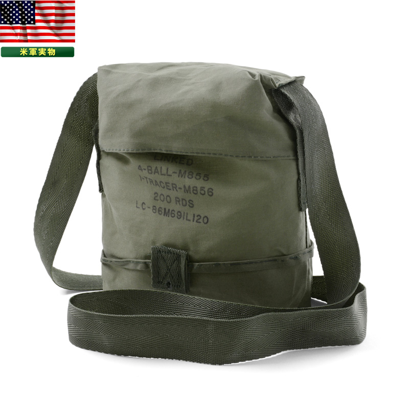 実物 米軍 G.I. 5.56mm AMMO コットンショルダーポーチ USED 米軍放出品【キャンペーン対象外】【T】ミリタリー
