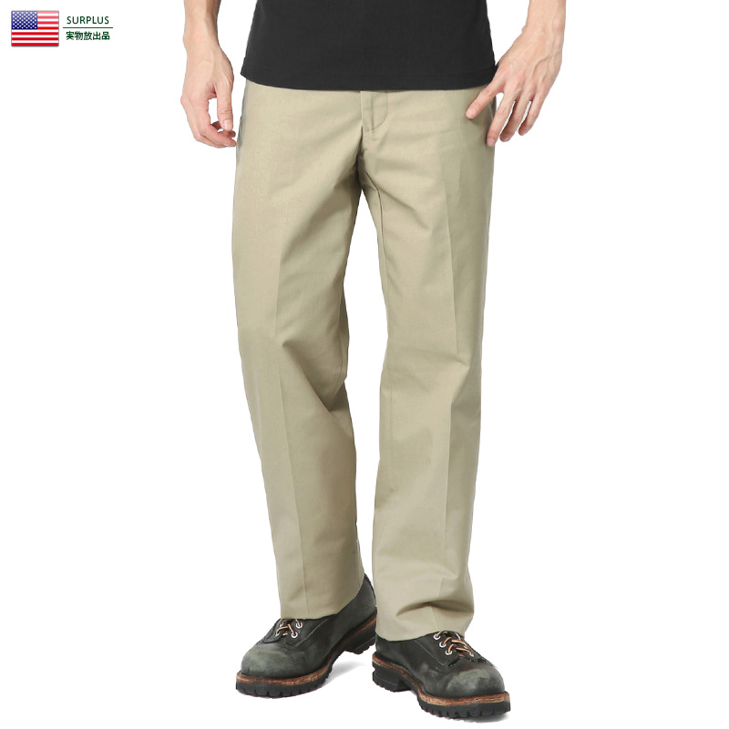 実物 新品 米軍 CREIGHTON社製 チノトラウザーズ KHAKI イレギュラー（裾未処理） チノパンツ 米軍放出品 ミリタリーファッション 軍パン 軍服【キャンペーン対象外】【T】