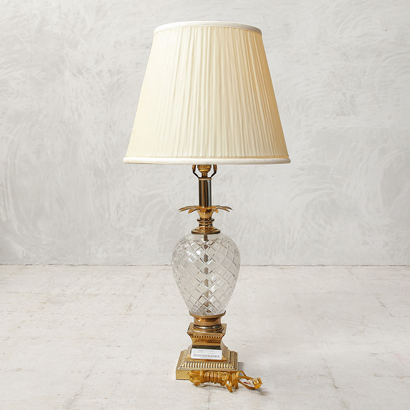 ★割引中15％OFF★USED 米軍放出 真鍮製 パイナップル型 ガラステーブルランプ MADE IN USA【個別送料】【一部離島配送不可】【キャンペーン対象外】【T】