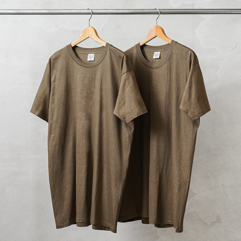 実物 新品 デッドストック 米軍 1980s BDU / DCU ユニフォーム Tシャツ BROWN 2PACS【キャンペーン対象外】【I】ミリタリー