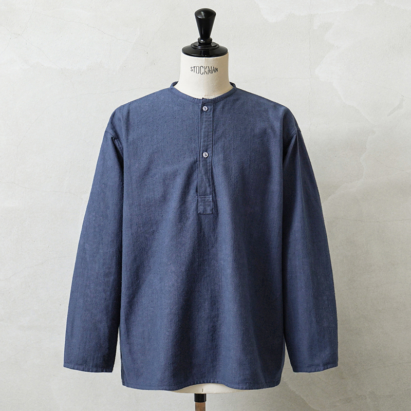 実物 新品 デッドストック ロシア軍 70s ヘンリーネック スリーピングシャツ UNEVEN DYEING NAVY染め【キャンペーン対象外】【I】ミリタリー