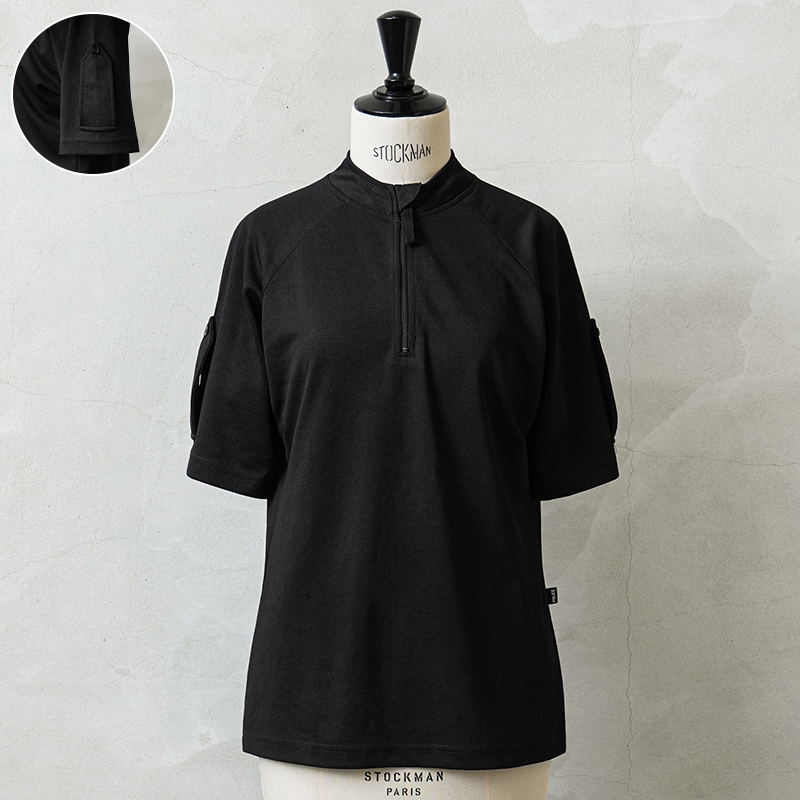 実物 USED イギリス警察 レディース クールマックス BLACK POLICE ショートスリーブ ハーフジップ シャツ エポレットスリーブ 刺繍なし【#10】【キャンペーン対象外】【I】