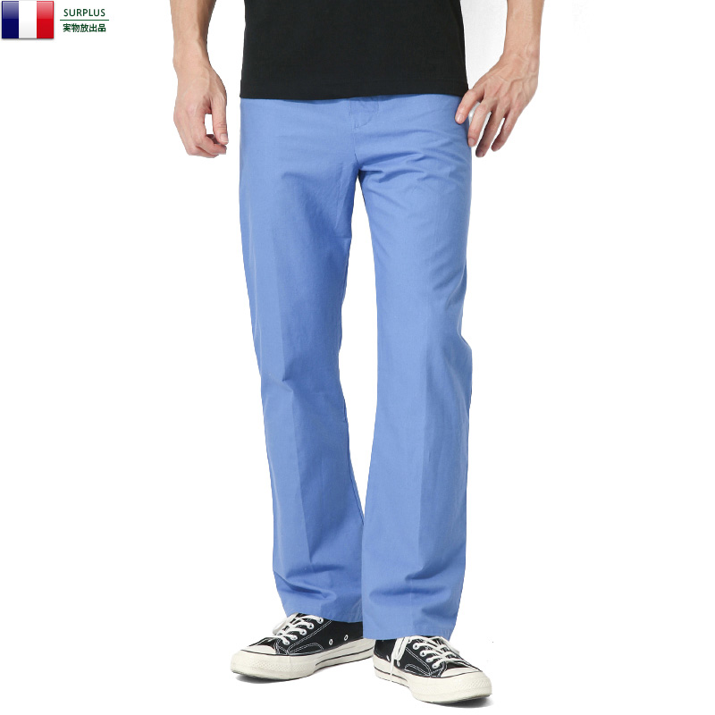 実物 新品 フランス軍 ホスピタルミリタリー スリーピングパンツ ブルー 軍放出品 ミリタリーファッション 軍パン 軍服【キャンペーン対象外】【T】