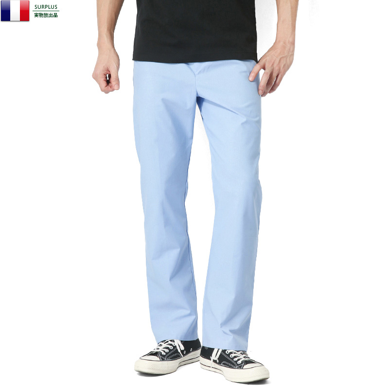 実物 新品 フランス軍 ホスピタルミリタリー スリーピングパンツ ライトブルー 軍放出品 ミリタリーファッション 軍パン 軍服【キャンペーン対象外】【T】