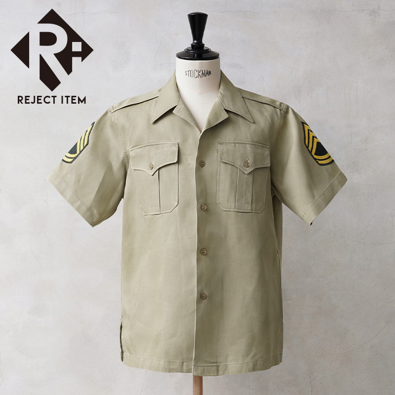 リジェクト 訳あり品 実物 USED 米軍 M-46 ショートスリーブ コットン カーキシャツ サイドスリット【キャンペーン対象外】【I】 ミリタリー