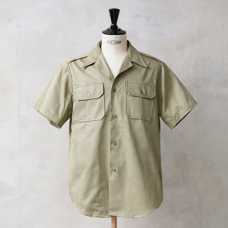 実物 USED 米軍 M-46 ショートスリーブ カーキシャツ コットン100%【キャンペーン対象外】【I】ミリタリー