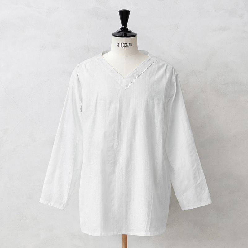 実物 新品 デッドストック ロシア軍 80s Vネック スリーピングシャツ ホワイト【キャンペーン対象外】【I】ミリタリー