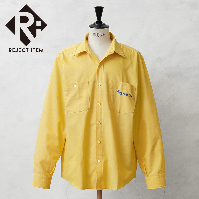 リジェクト 訳あり品 実物 新品 デッドストック スペイン Correos コレオス オックスフォード ロングスリーブ シャツ イエロー【キャンペーン対象外】【I】 ミリタリー