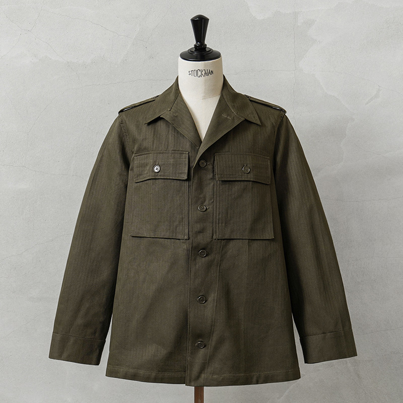実物 新品 デッドストック オランダ軍 HBT（ヘリンボーンツイル）フィールド シャツ ジャケット 筒袖【キャンペーン対象外】【I】ミリタリー