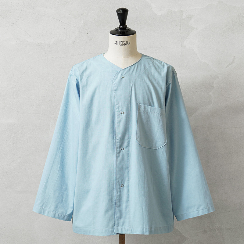 実物 新品 デッドストック 米軍 U.S.ARMY CHECK WEAVE COTTON パジャマシャツ ライトブルー【キャンペーン対象外】【I】 ミリタリー