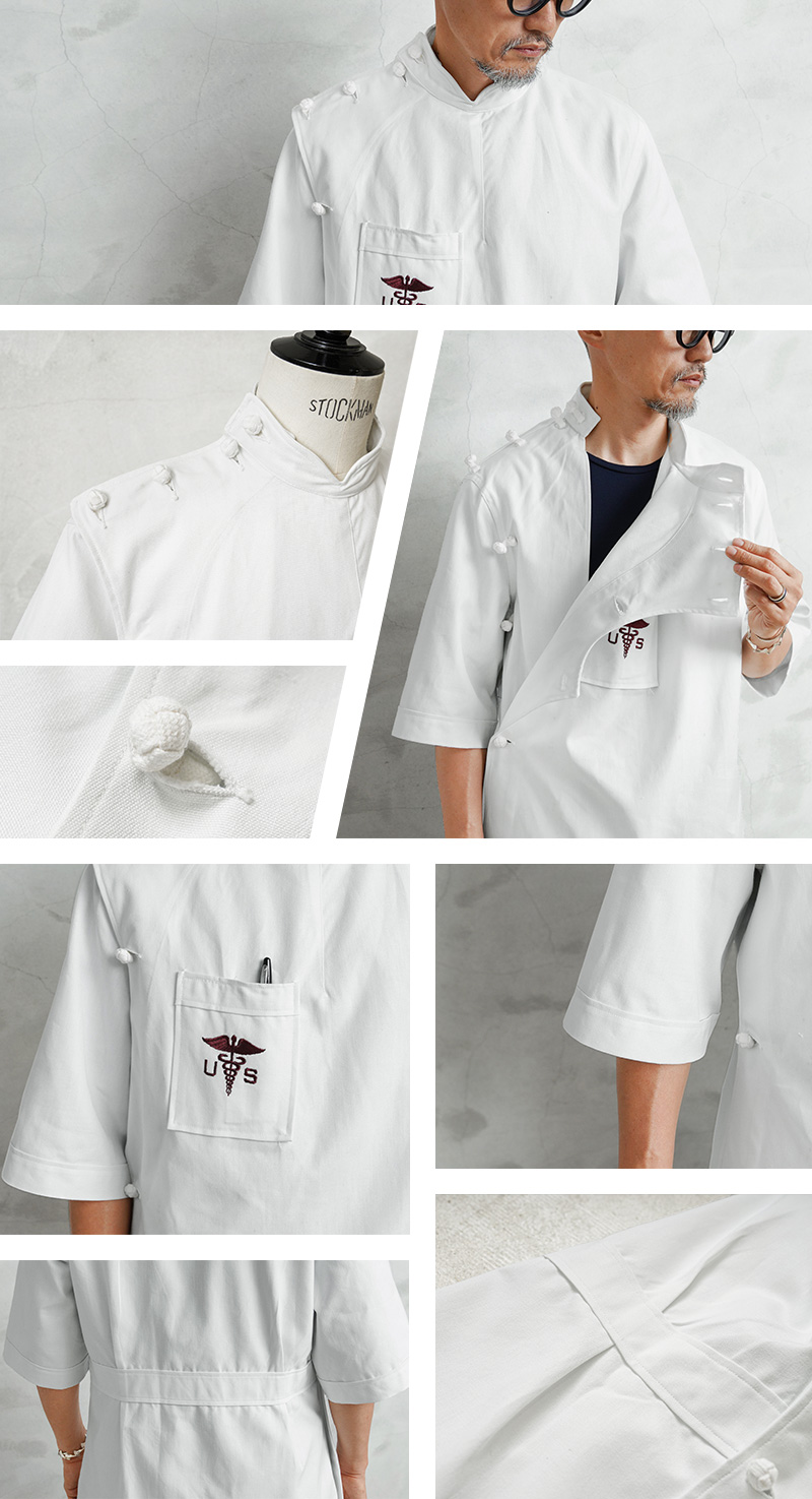 デッドストック USARMY メディカルスモックシャツ XL 白 半袖 無地 デッドストック USARMY メディカルスモックシャツ XL 白 半袖
