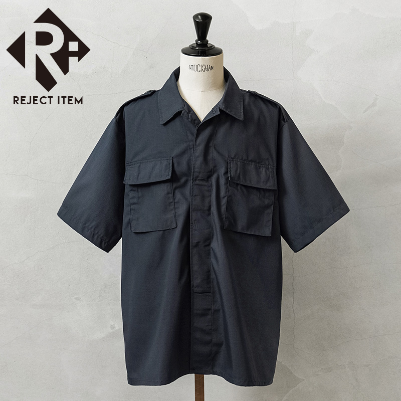 リジェクト 訳あり品 MADE IN USA 新品 デッドストック 米軍 リップストップ S/S シャツ NAVY【キャンペーン対象外】【I】