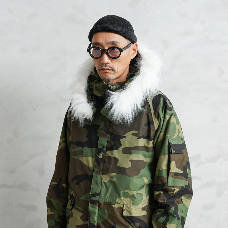 実物 新品 デッドストック 米軍 ECWCSパーカー用 フードファーウッドランド迷彩【キャンペーン対象外】【I】ミリタリー