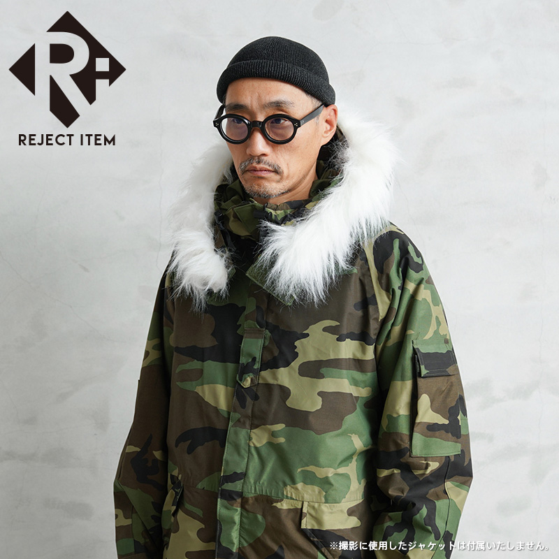 リジェクト 訳あり品 実物 新品 デッドストック 米軍 ECWCSパーカー用 フードファーウッドランド迷彩【キャンペーン対象外】【I】ミリタリー