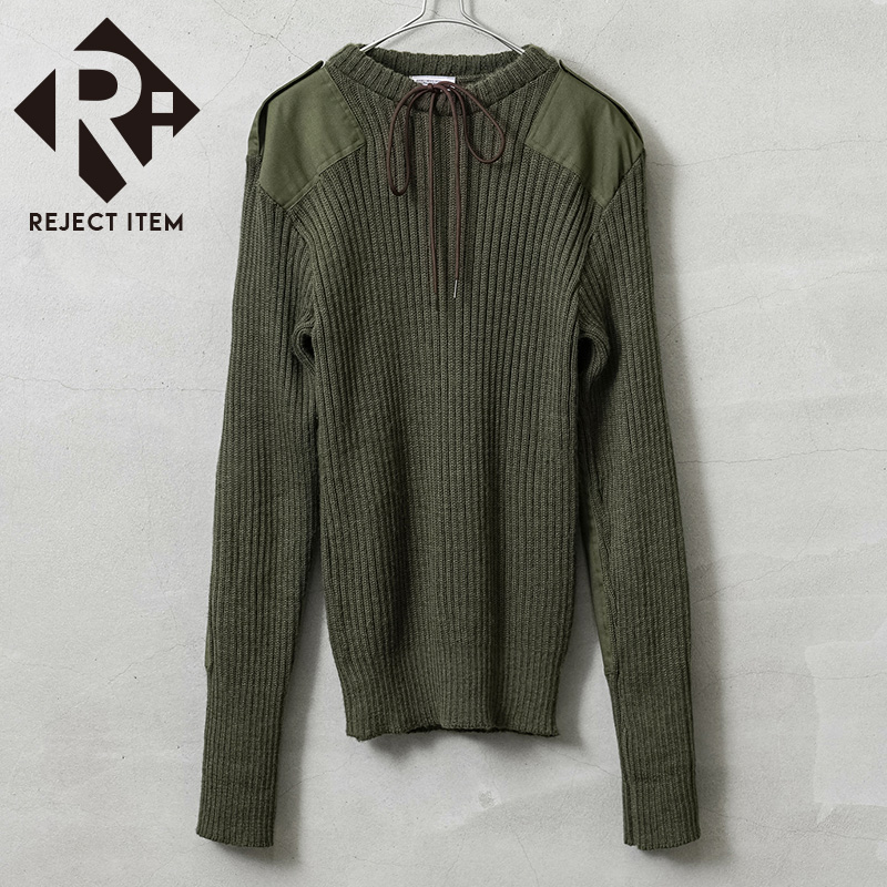 リジェクト 訳あり品 実物 USED イギリス軍 ドローストリングネック コマンドセーター OLIVE【キャンペーン対象外】【I】