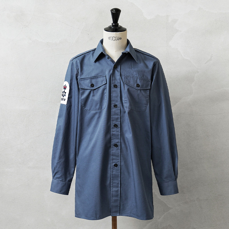 実物 USED イギリス軍 ROYAL NAVY FR ワーキング ドレスシャツ BLUE【キャンペーン対象外】【I】