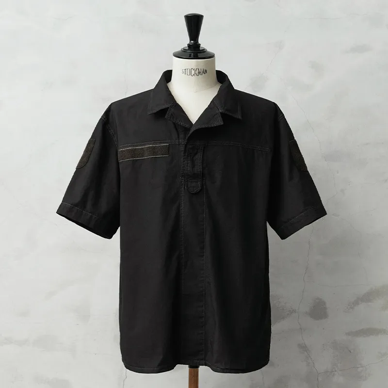 実物 USED オーストリア軍 プルオーバー ショートスリーブ フィールドシャツ BLACK染め【キャンペーン対象外】【I】