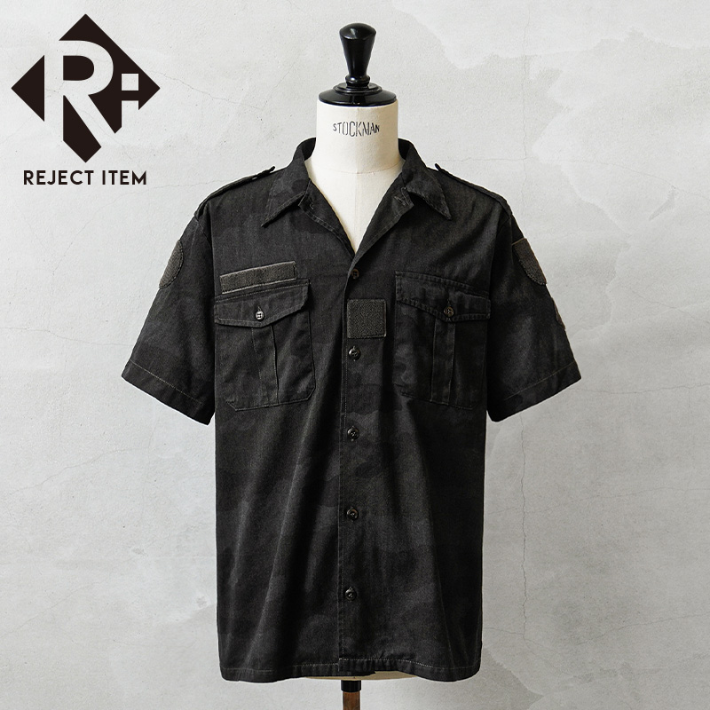 リジェクト 訳あり品 実物 USED フランス軍 HBT チャドシャツ CCEカモ BLACK染め / 半袖【キャンペーン対象外】【I】