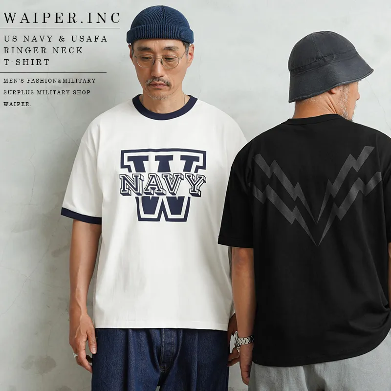 WAIPER.inc 米軍 US NAVY / USAFA リンガーネック 半袖 Tシャツ【WP1188】【キャンペーン対象外】【TB】
