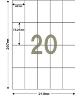 宛名ラベル用紙　A４　２０面付　１００枚入